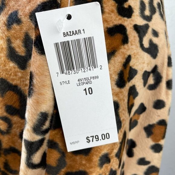 NWT INC Leopard Print Velour Skirt Size 10 - Picture 5 of 9